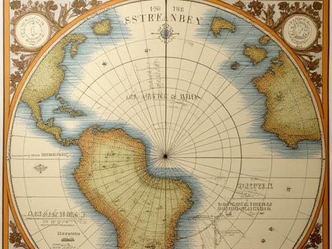 水シミと折り目が完全に修復された18世紀の航海図 (修復後)